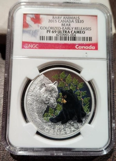 2015 $20 NGC Proof UCameo Black Bear Cub Baby Animals Series 1 oz .9999 Silver