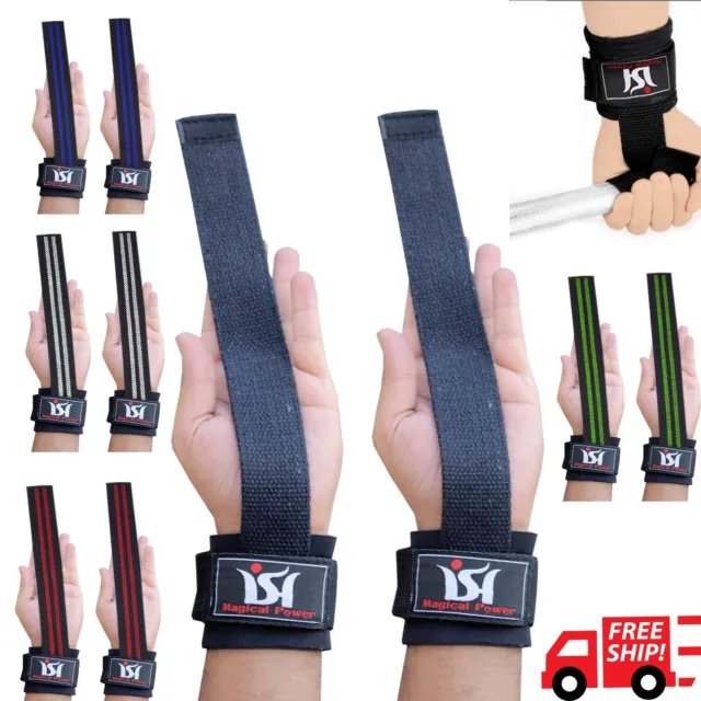 Weight Lifting Gym Straps Wraps Power Training Wrist Gloves Workout Hand bar New