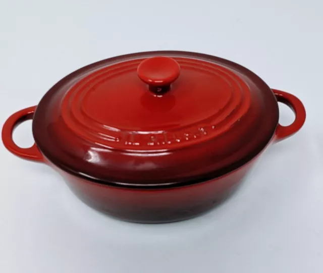 Le Creuset Oval Small Petit Casserole Dish with Lid - Cerise / Red