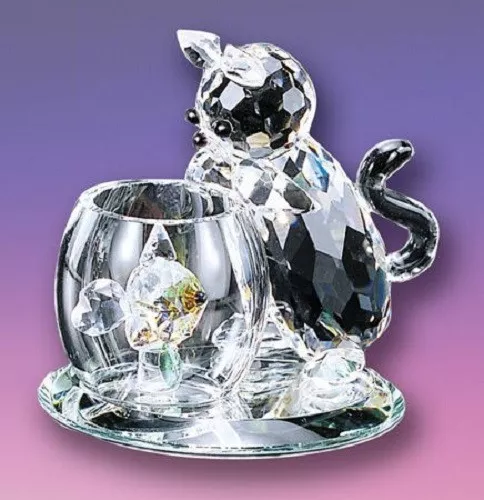 New Crystal World Curious Cat Kitty Figurine Crystal