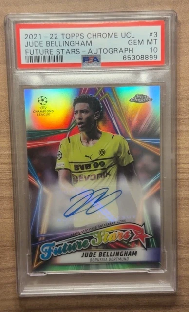 2020 topps chrome ベリンガム RC Auto PSA8 Jude Bellingham 2020-21 Topps Chrome UEFA Refractor Rookie