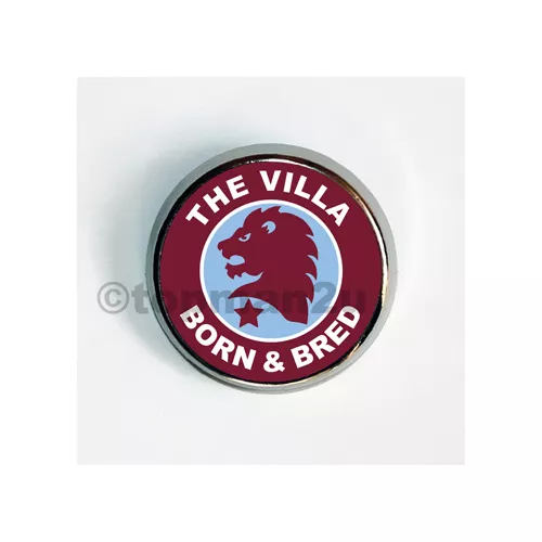 New, Quality Round Metal Pin Badge - Villa Born & Bred, Lion, Aston