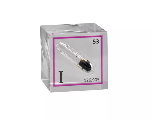 Jod Crystals Ampulle 99.99% Pure Cast IN 25mm Acrylic Cube für Collection
