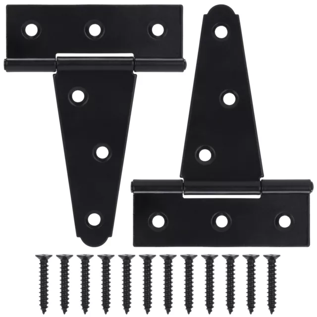BOODVON 4 Inch T-Strap Gate Hinges Shed Barn Door Hinges Heavy Duty Black Tee...