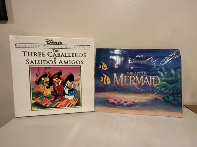 Disney THREE CABALLEROS Archive Collection LaserDisc & Little Mermaid Lithograph