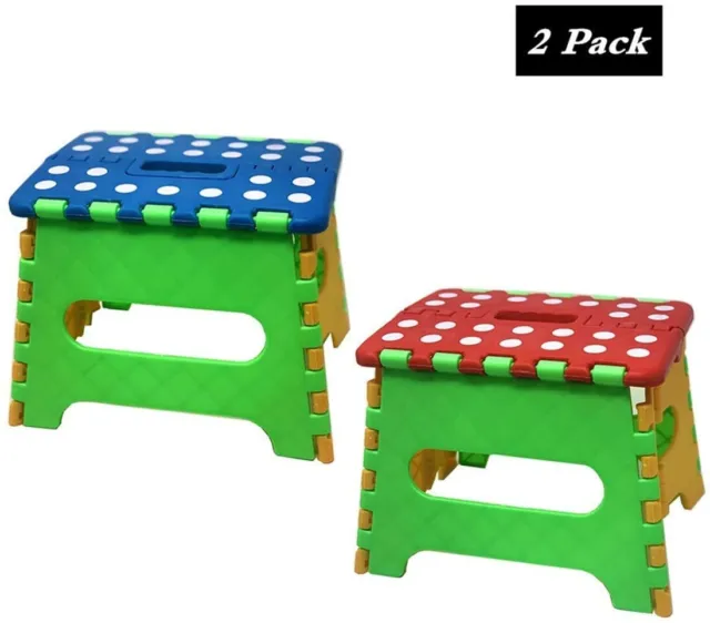 2 Pack 7" Collapsible Folding Plastic Kitchen Stool w/ Handle