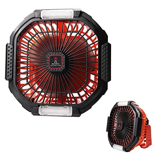 Camping Fan with LED Lantern - USB Rechargeable Portable Cooling Fan (Orange)