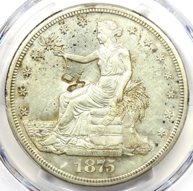 1875-S Trade Silver Dollar T$1 - Certified PCGS AU Details - Rare Coin