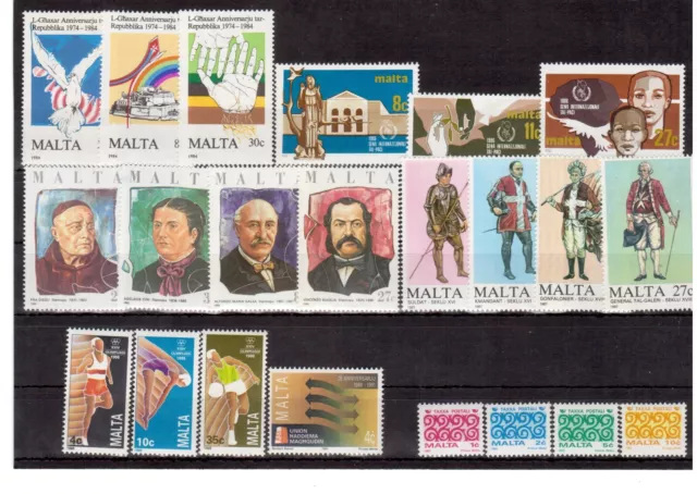 Malta: 1984/1993 Lotto Di 21 Valori In Serie Complete** R40)