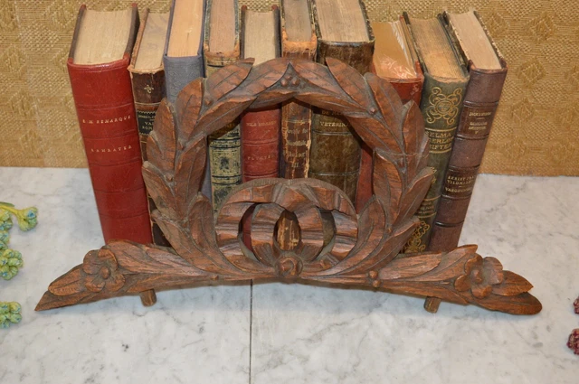 Antique French Pediment Carved Oak Large Laurel Wreath and Ribbon Architectural