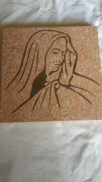 Immagine sacra Madonna arte funeraria cm 22,5 x cm 23 altezza cm 2  in marmo