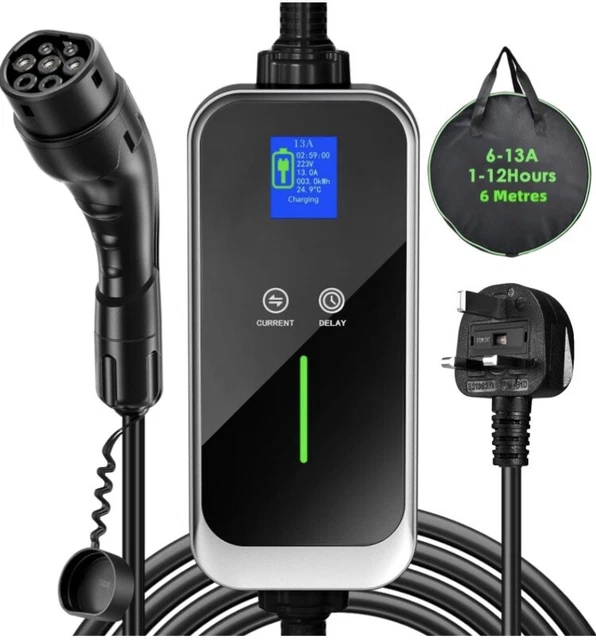 EVJUICION 3 PIN EV Charger 6M, 1-12H Delay Timer, 6/8/10/13A Adjustable ...