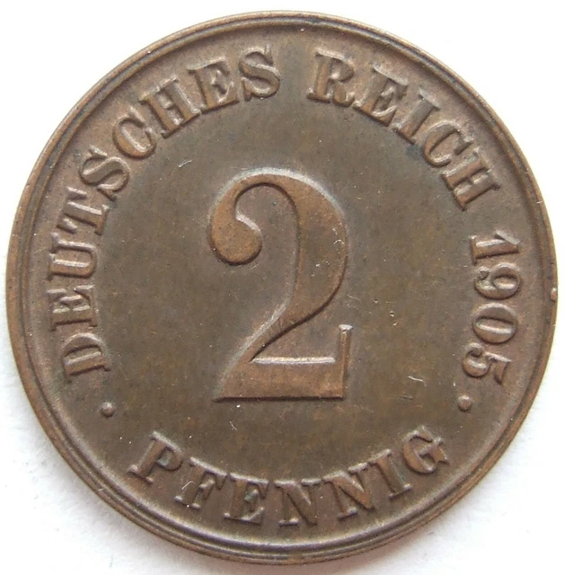 Moneta Reich Tedesco Impero Tedesco 2 Pfennig 1905 J IN Extremely fine /