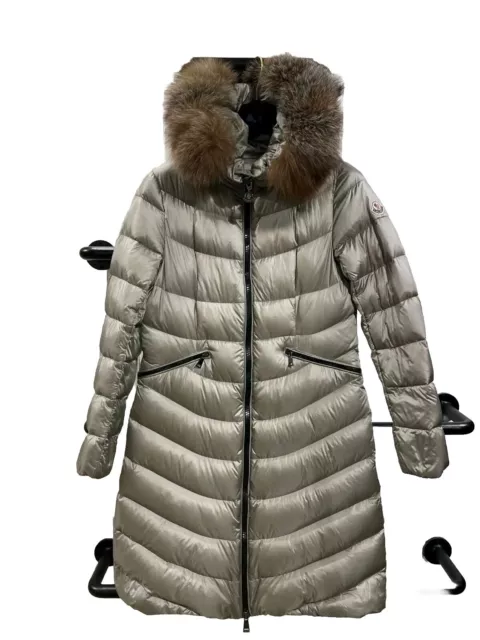 MONCLER  Doudoune Longue Moncler Grise Intérieur Duvet Taille 2 Très Bon État