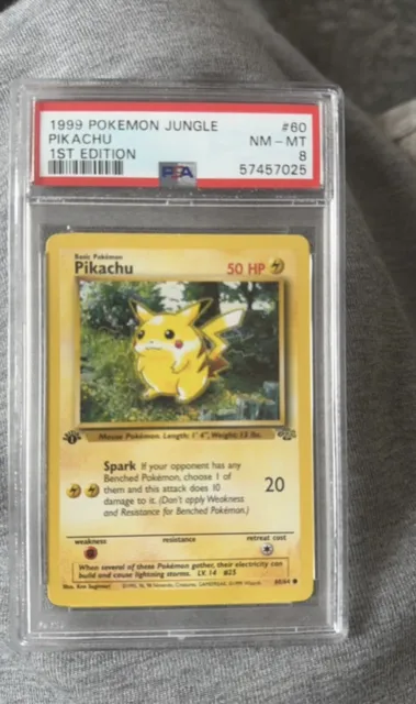 1999 Pokemon Card Jungle Pikachu 1st Edition #60 PSA 8