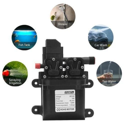 12V Water Pump Self Priming with Automatic Pressure Switch 8L/Min 120W