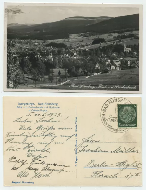 86842 - Bad Flinsberg, Blick v.d. Buchenbaude - Echtfoto -AK, gelaufen 11.6.1939