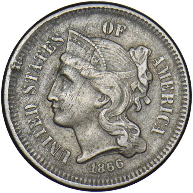1866 USA 3 Cents - Cupro-Nickel Coin 1866 USA 3 Cents - Cupro-Nickel Coin