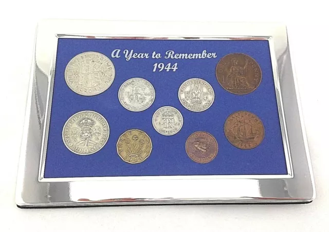 80th Birthday Gift  A Superb 1944, Silver Framed, Coin Year Set - Gift Boxed