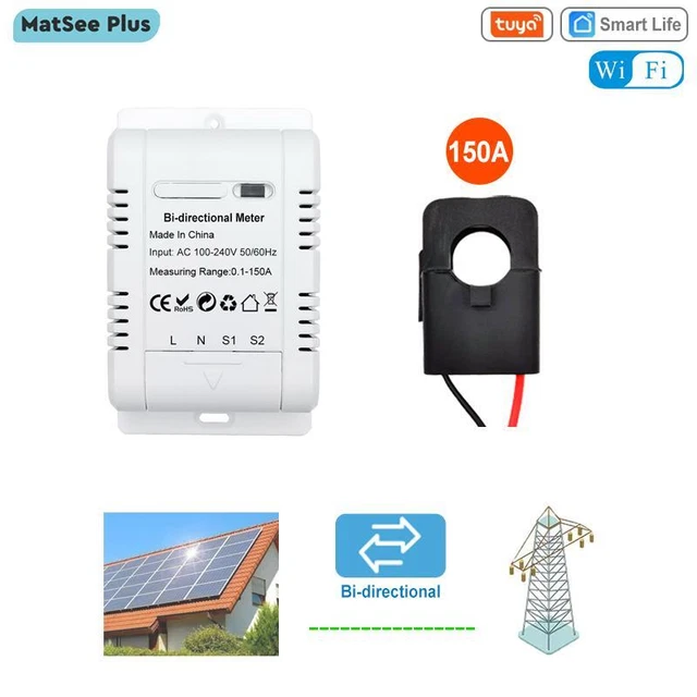 Bi-Directional WiFi Energy Meter Two Way Sensor Clamp PV Power Solar Monitor Kit