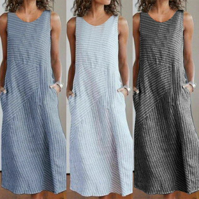 Femmes sans Manches Imprimé Mini Robe Courte Été Col V Robe Jupe Trapèze Robes *