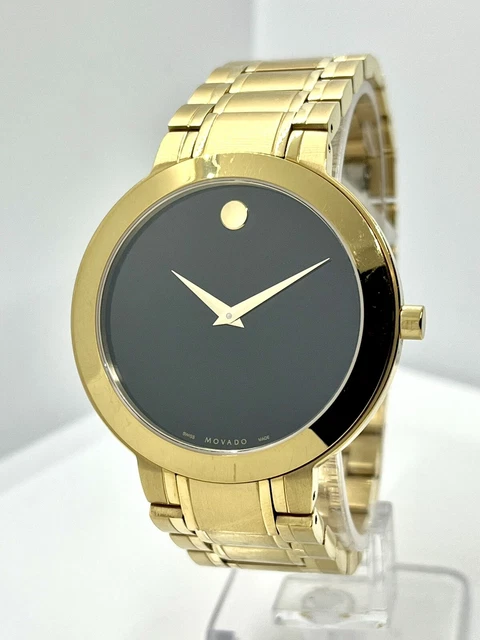 Movado Men's Stiri Gold Tone Black Dial Stainless Steel 40mm Watch 0607279