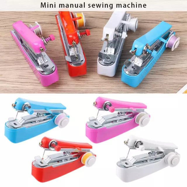 Fabrics Beginners Mini Hand-Held Sewing Machine Cordles Needlework Craft