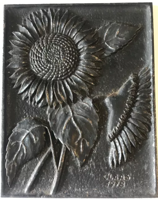 CLAAS - Gusseisen-Platte – Sonnen-Blumen von 1978 / Wandbild / Reliefplatte aus
