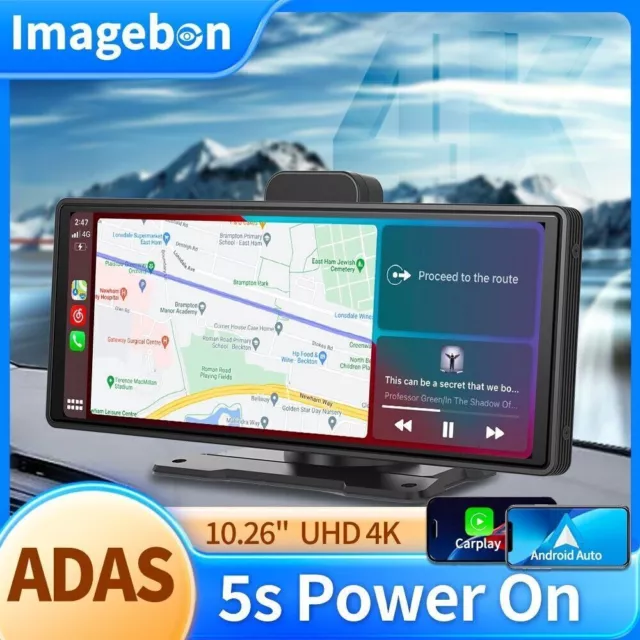 10.26" 4k dash cam - ADAS - wireless CarPlay & Android Auto - car DVR - 5G WiFi