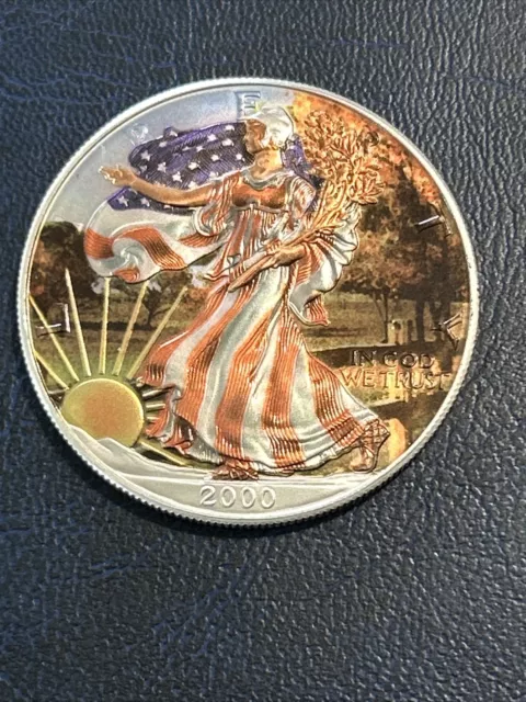 (2000) 1 Oz American Eagle Colorized Coin .999 Silver …💥CoinGuyz💥