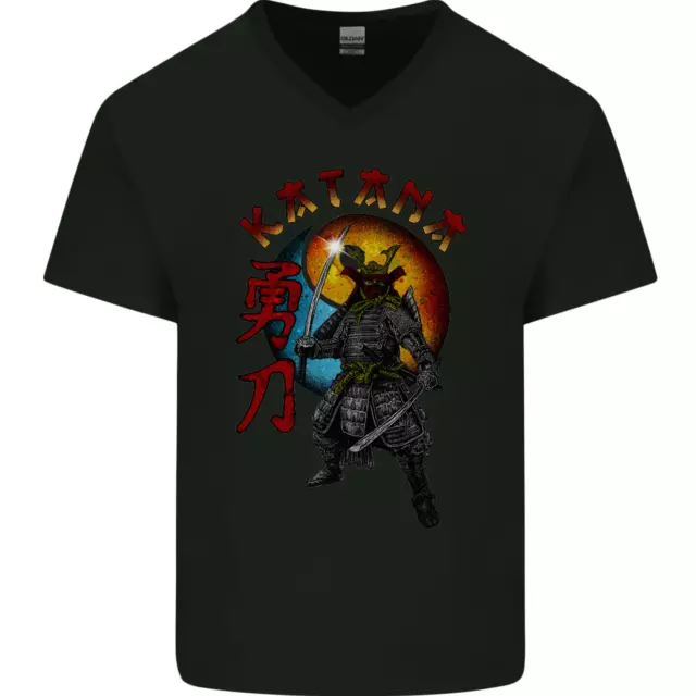 T-shirt da uomo Kanata Japanese Warrior Samurai MMA collo a V cotone