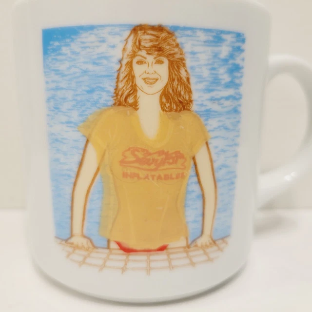 Vtg RARE Sevylor Inflatables Advertising Coffee Mug Girl in Pool Wet T-Shirt