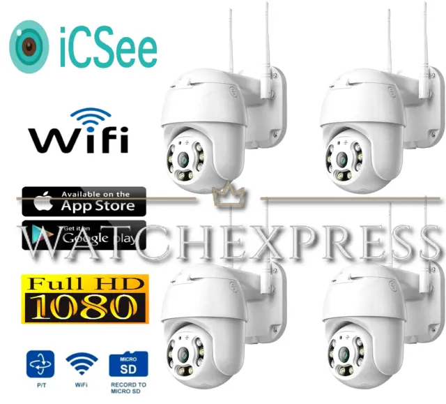 4X Telecamera Esterna  Icsee Cam Ptz Wifi Camera Wireless Esterno Smart Zoom