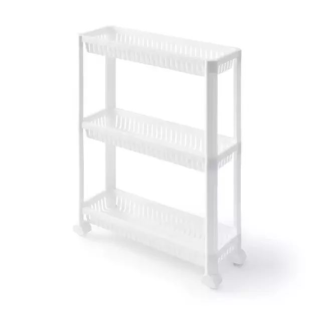 3 Tier Plastic Kitchen Or Bath Trolley Cart Organiser Tower Storage Rack Wheels