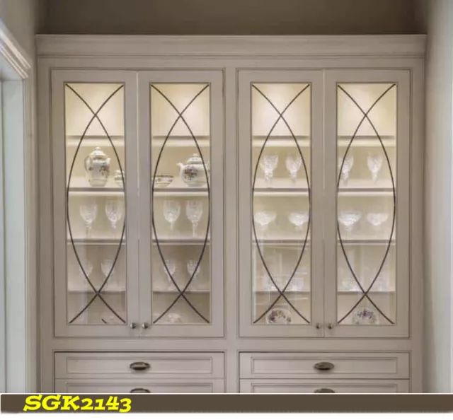GENUINE. handcrafted  Leaded glass cabinet door glass SGK 2143
