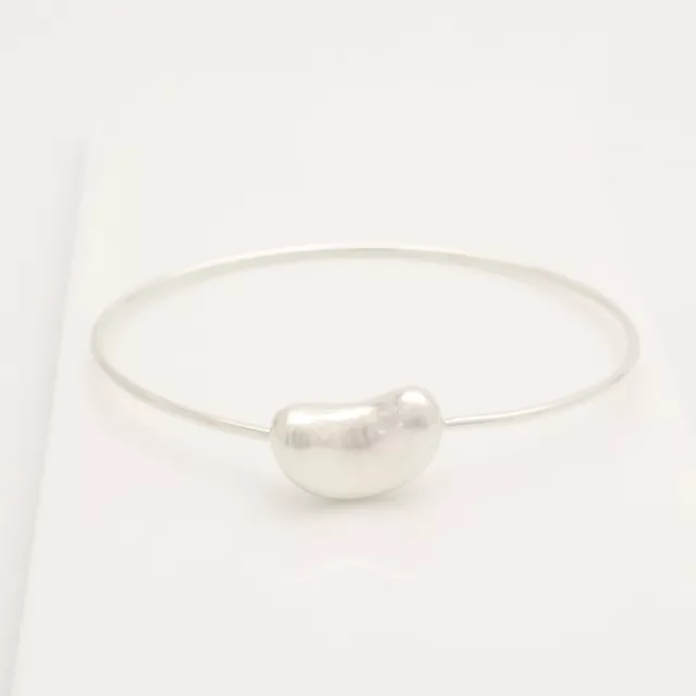 Tiffany & Co.  Elsa Peretti Bean Bangle Bracelet 7" Sterling Silver 925 w/Pouch 3