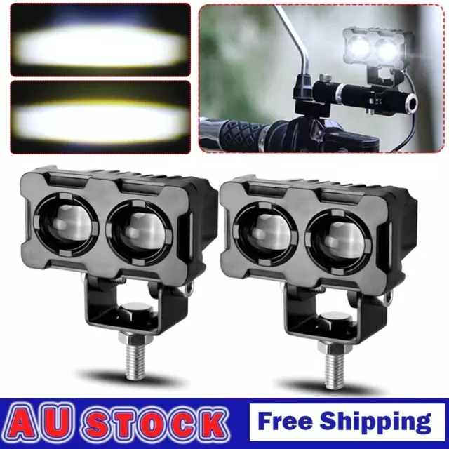 2x LED Motorcycle Spot Lights Auxiliary Headlight Spotlight Driving Fog Lamp Ute