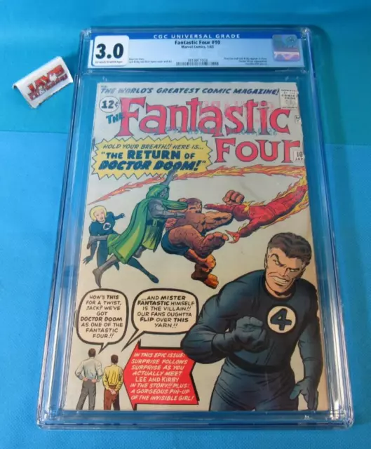 Fantastic Four #10 Stan Lee & Jack Kirby App in Story Marvel Comics 1/63 3.0 CGC