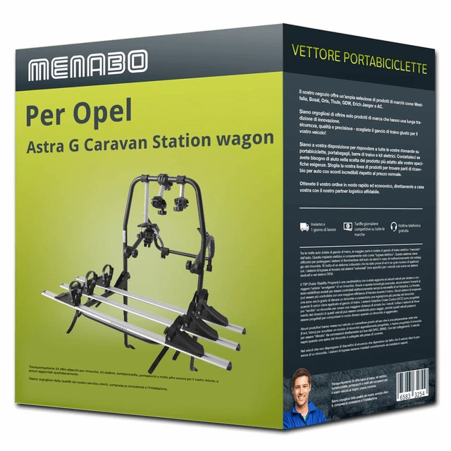 Menabo Polaris 3 portabici portellone per Opel Astra G Caravan Station wagon F35