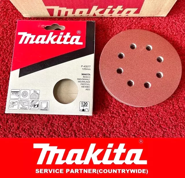 10X GenuineMakita P-43577 125mm 120 Grit Hook & Loop Abrasive Disc BO5031 BO5030