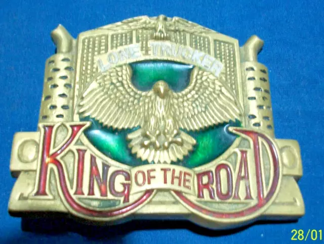 Tanside LTD Solid Brass Belt Buckle England Lone Trucker King of the Road