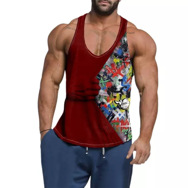 MEN'S CASUAL VEST Sleeveless T Shirt Workout Gym Tank Top Navy Blue M ...