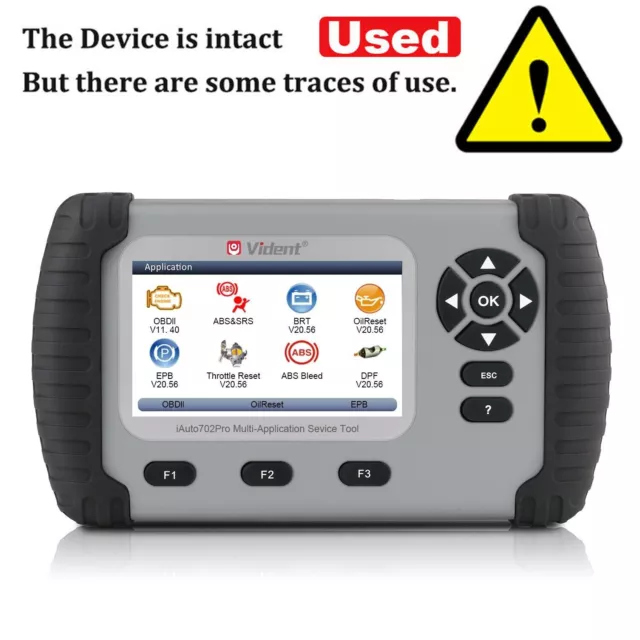 USED Vident iAuto702Pro OBD2 Scannner ABS SRS Auto Diagnostic Scanner 39+ Resets