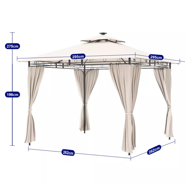 3x4M Pavillon wasserdicht Pop-Up Gartenpavillon Sonnenschutz mit LED Beleuchtung 3