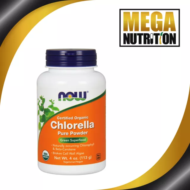 Now Foods Organique Chlorella Pure Poudre 114ml Chlorophylle & Bêta-carotène Vit