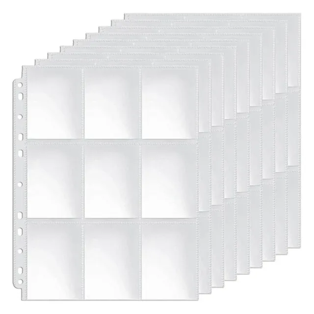 1X(Pockets -Sided Trading Card Pages Sleeves 9- Clear Plastic Game Card4679