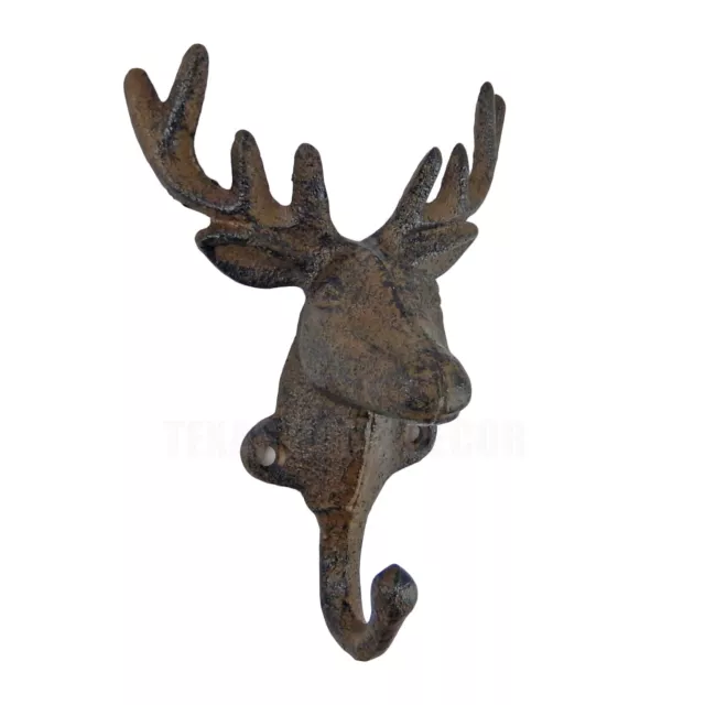 Cast Iron Deer Antler Wall Hook Key Towel Coat Hanger Rustic Cabin & Lodge Decor