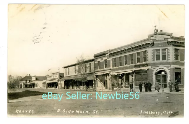 Julesburg Colorado CO -EAST SIDE OF NORTH STREET- RPPC S.D. Butcher Postcard