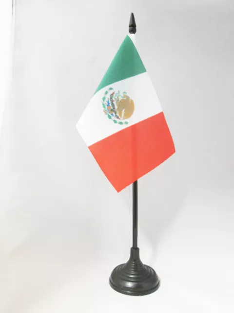 DRAPEAU DE TABLE MEXIQUE 15x10cm - PETIT DRAPEAUX DE BUREAU MEXICAIN 10 x 15 cm