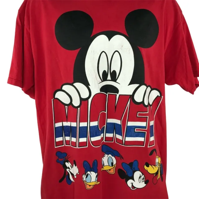 Vintage 90s Mickey Mouse Camicia Uomo Grande Rosso Mickey Illimitato Disney